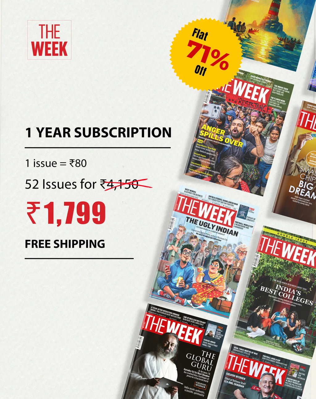 The Week Magazine Subscription – 1 Year (52 Issues, English) with Free Sling Bag