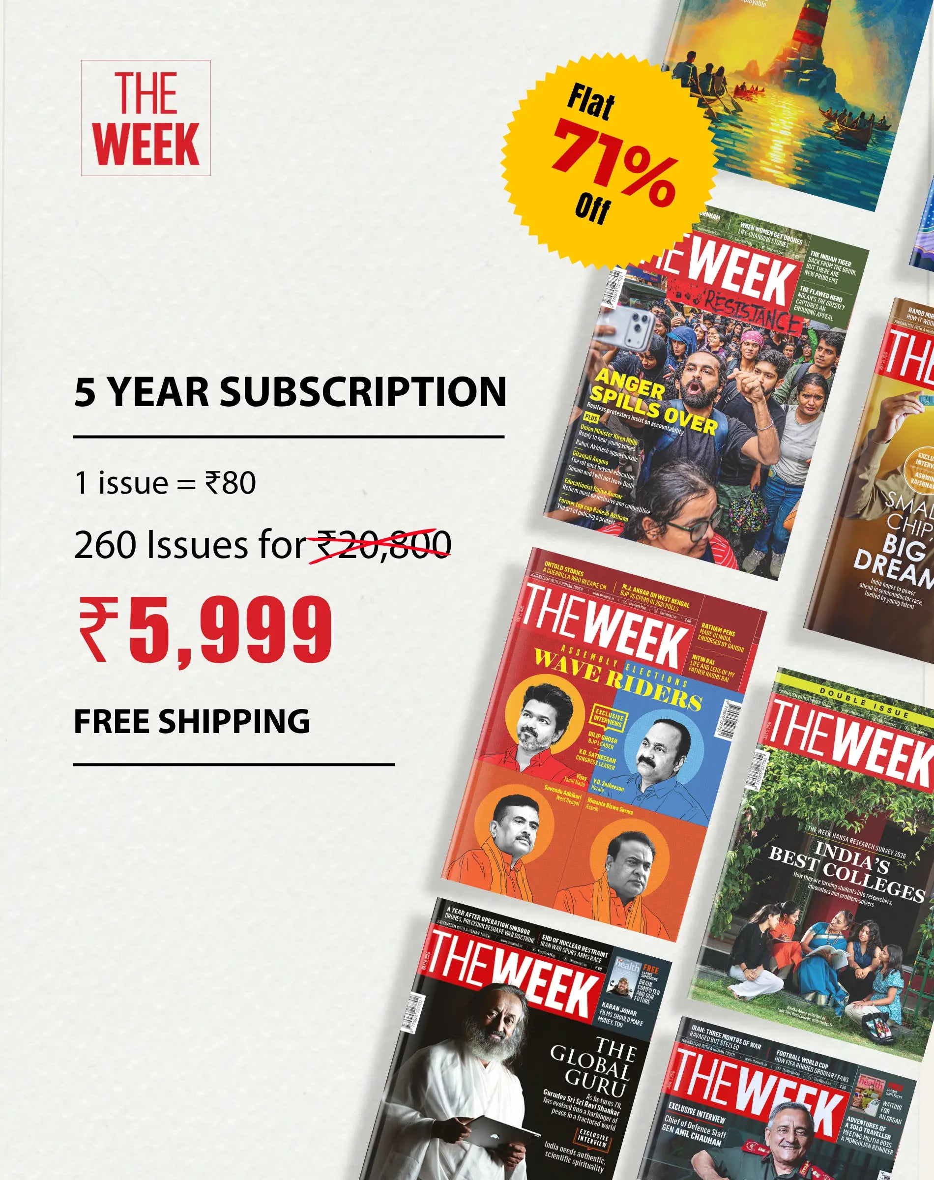 The Week 5-Year Subscription (260 Issues) with Free American Tourister Backpack