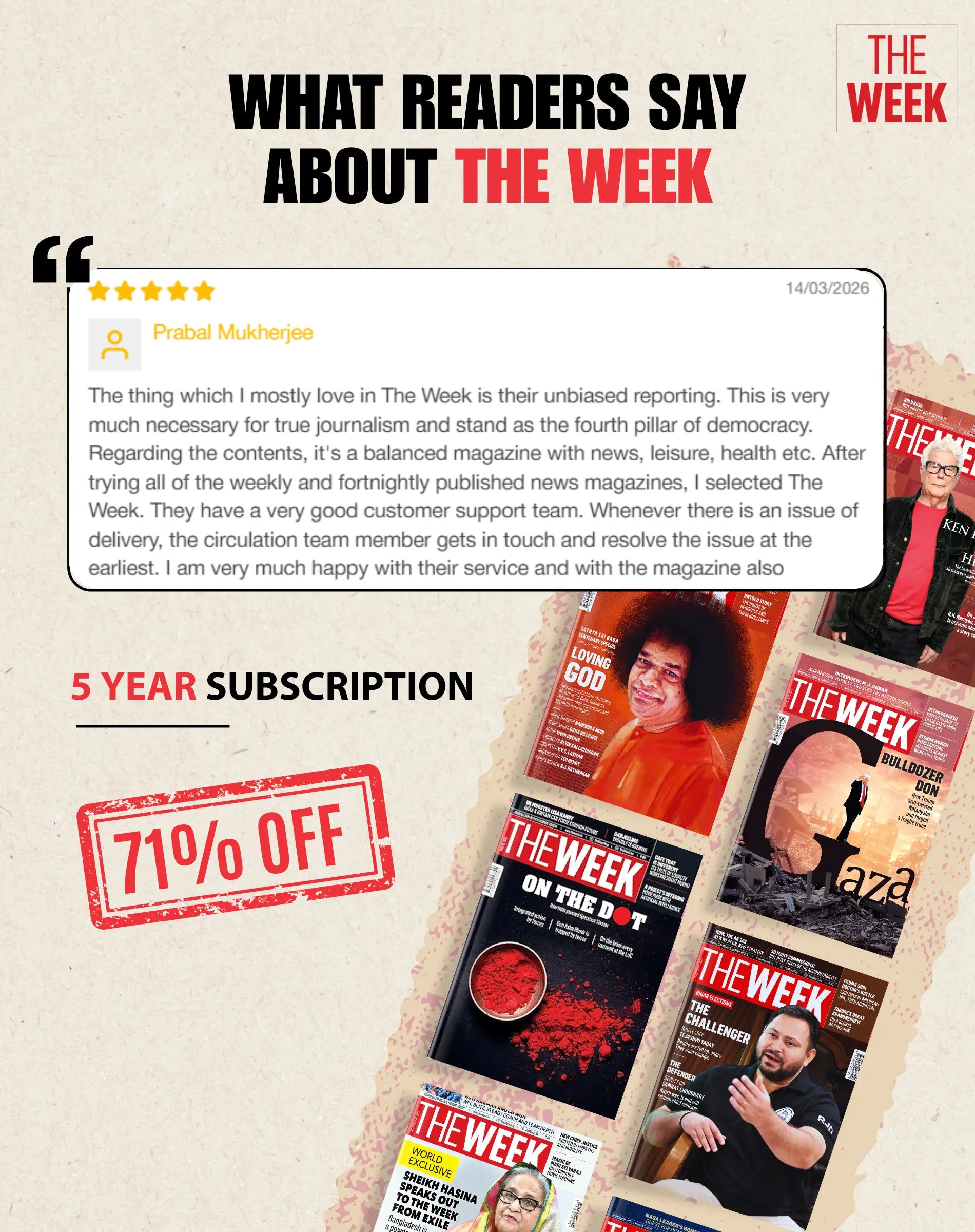 The Week 5-Year Subscription (260 Issues) with Free American Tourister Backpack