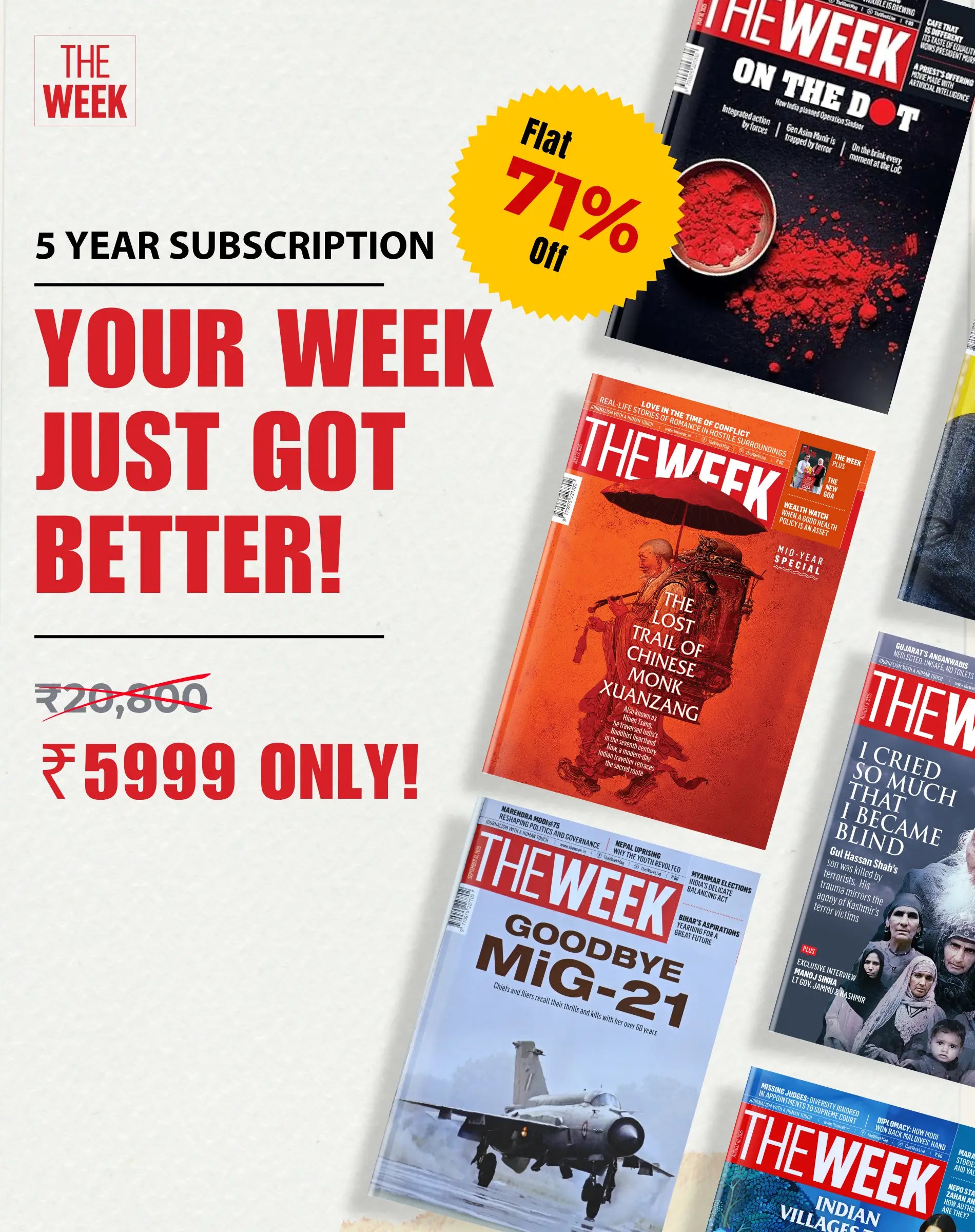 The Week 5-Year Subscription (260 Issues) with Free American Tourister Backpack