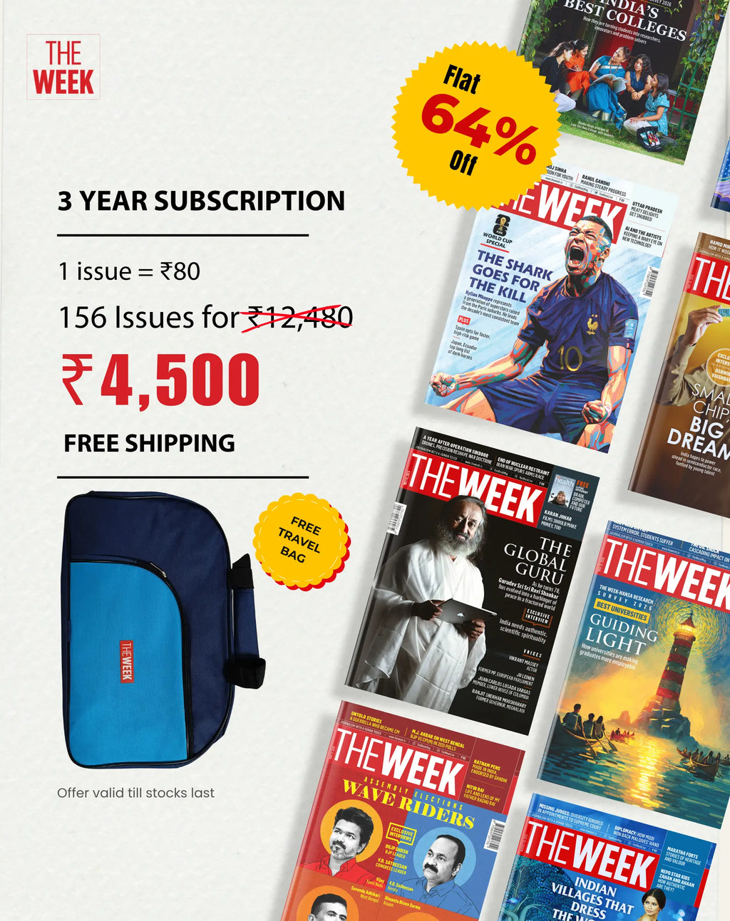 The Week 3-Year Subscription (156 Issues) with Free Travel Bag