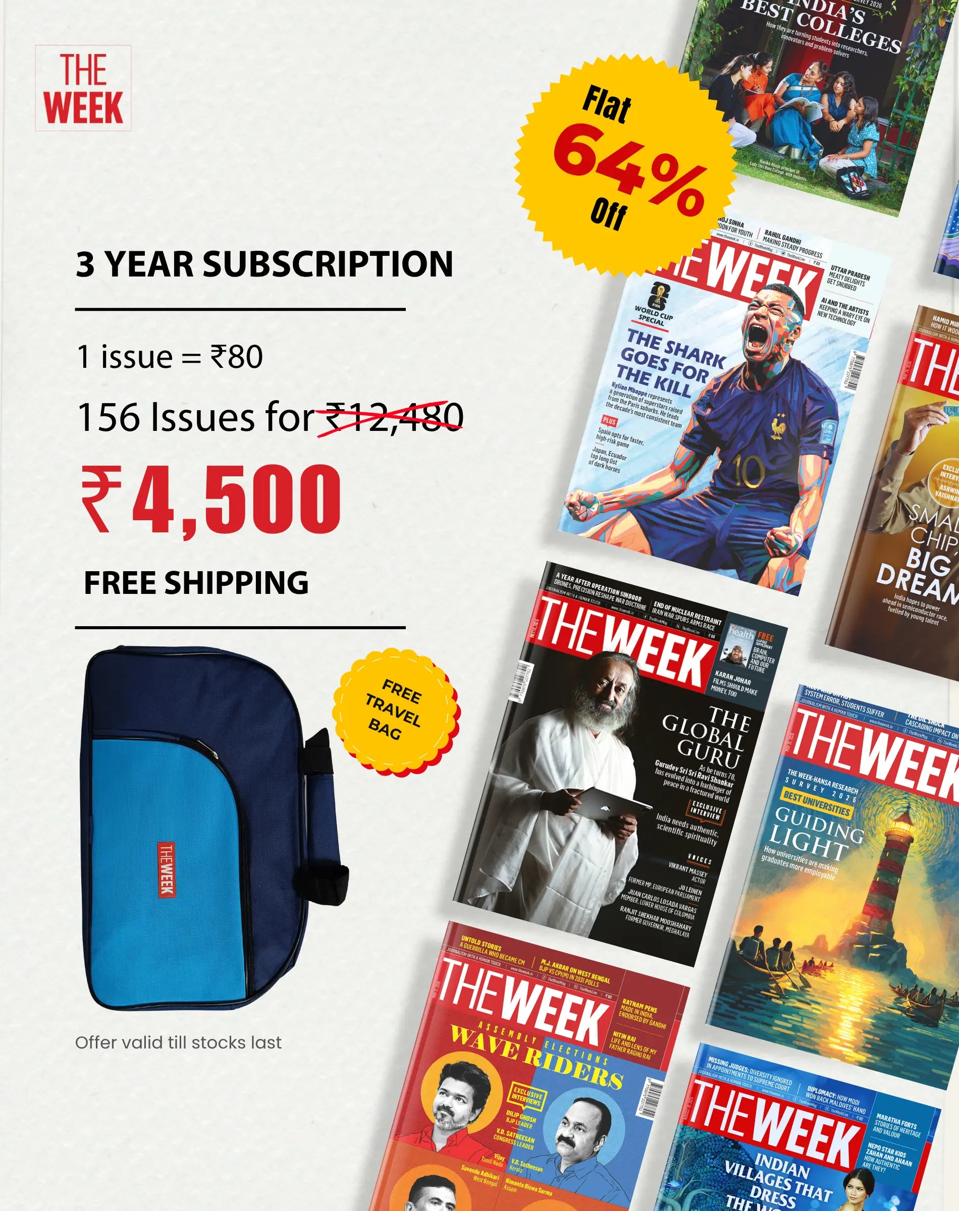 The Week 3-Year Subscription (156 Issues) with Free Travel Bag
