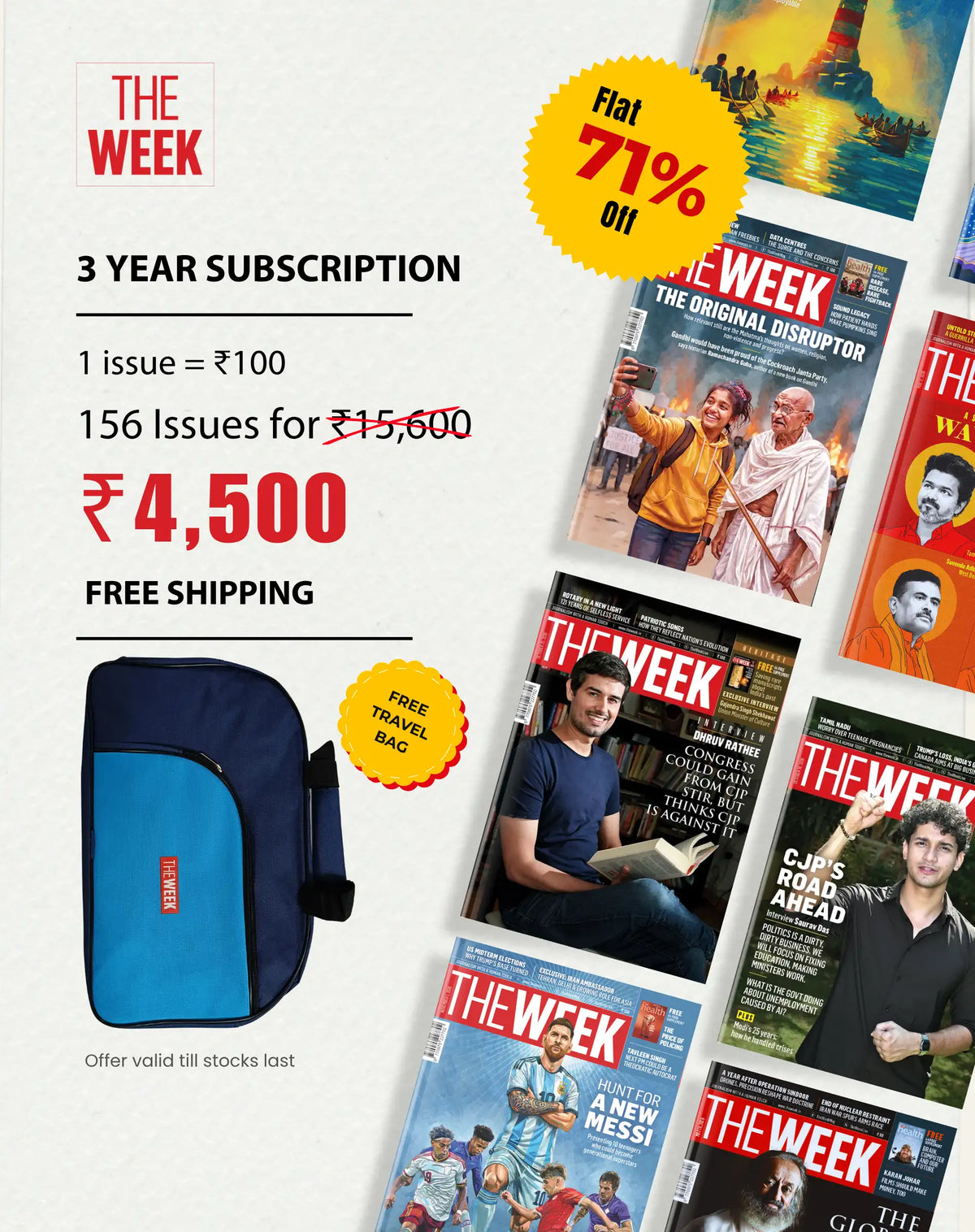 The Week 3-Year Subscription (156 Issues) with Free Travel Bag