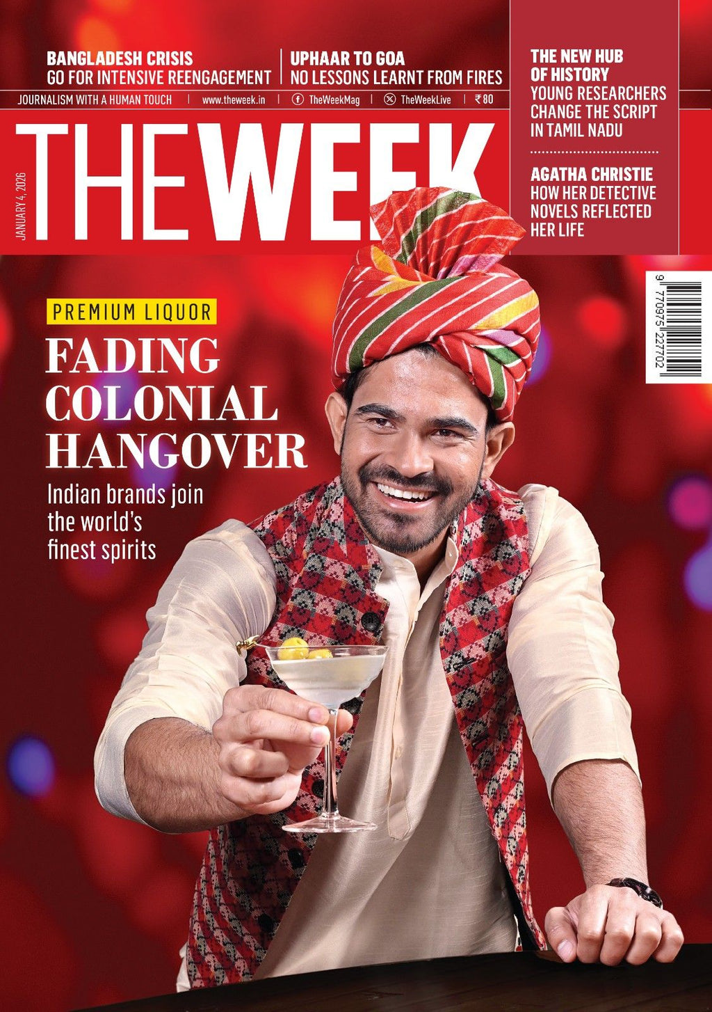 The Week Magazine January 2026 cover featuring Indian premium liquor story highlighting the rise of Indian-made spirits and cultural confidence