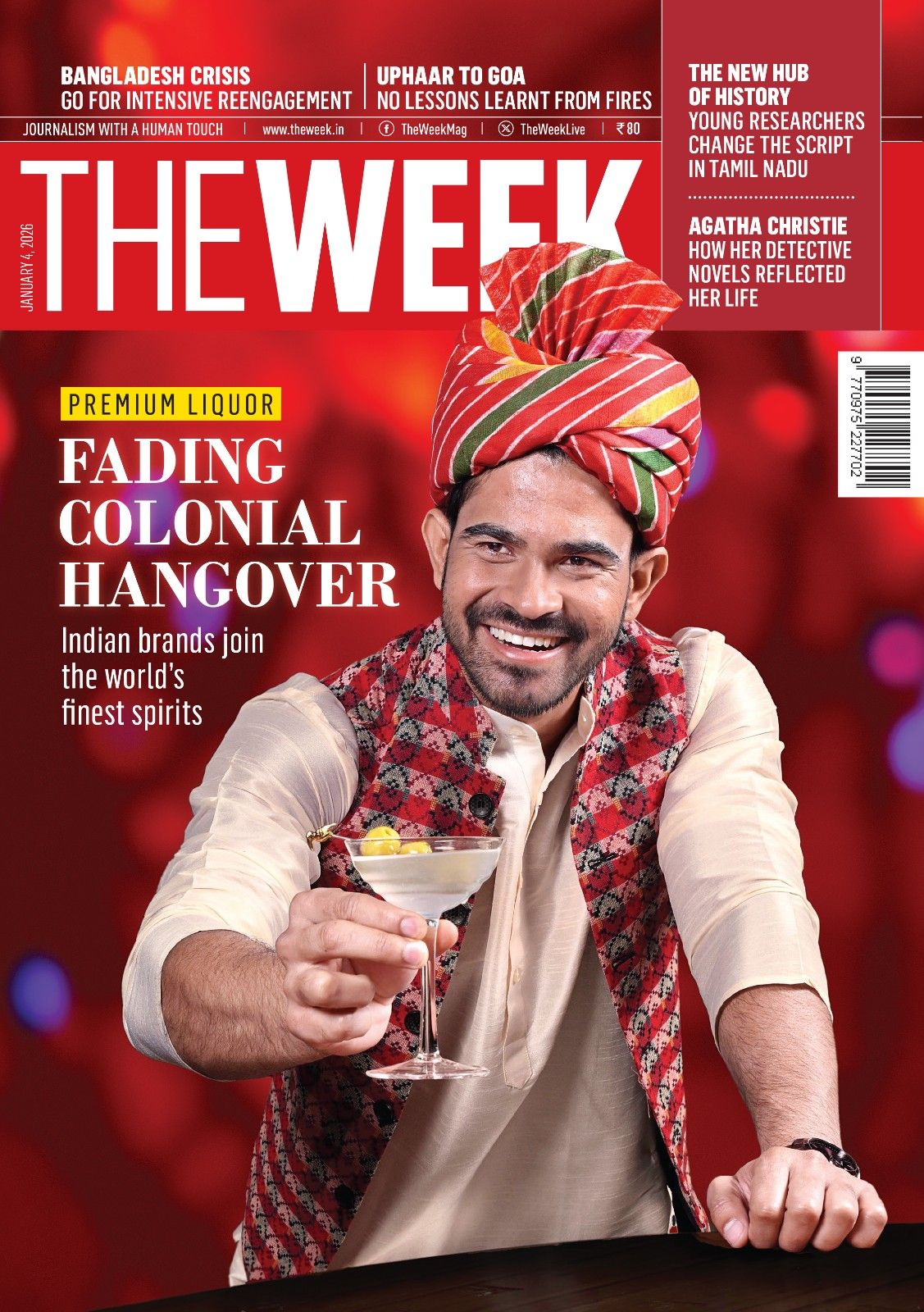 The Week Magazine January 2026 cover featuring Indian premium liquor story highlighting the rise of Indian-made spirits and cultural confidence