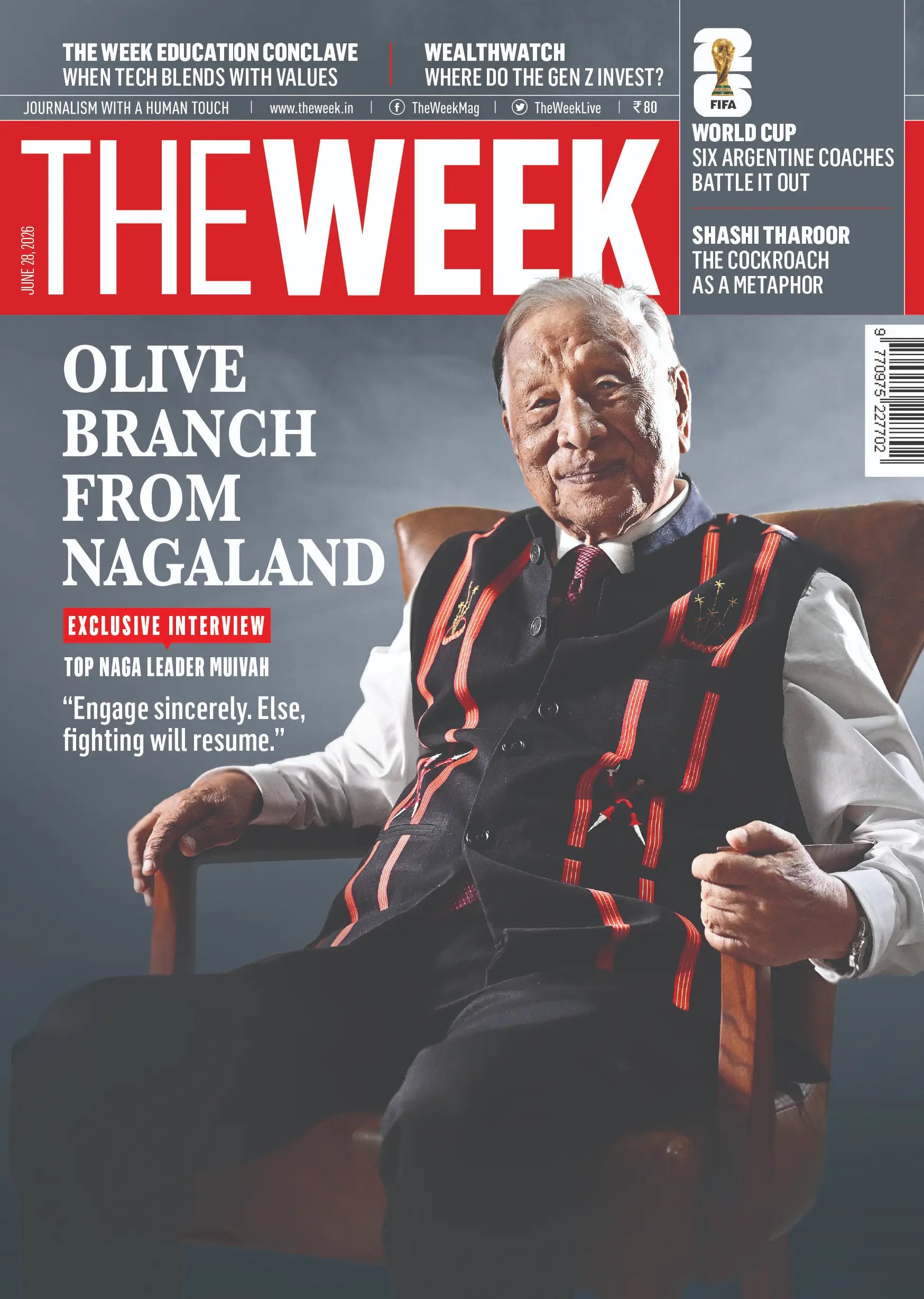 THE WEEK Magazine June 28, 2026 cover featuring Thuingaleng Muivah and an exclusive interview on the future of the Naga peace process.