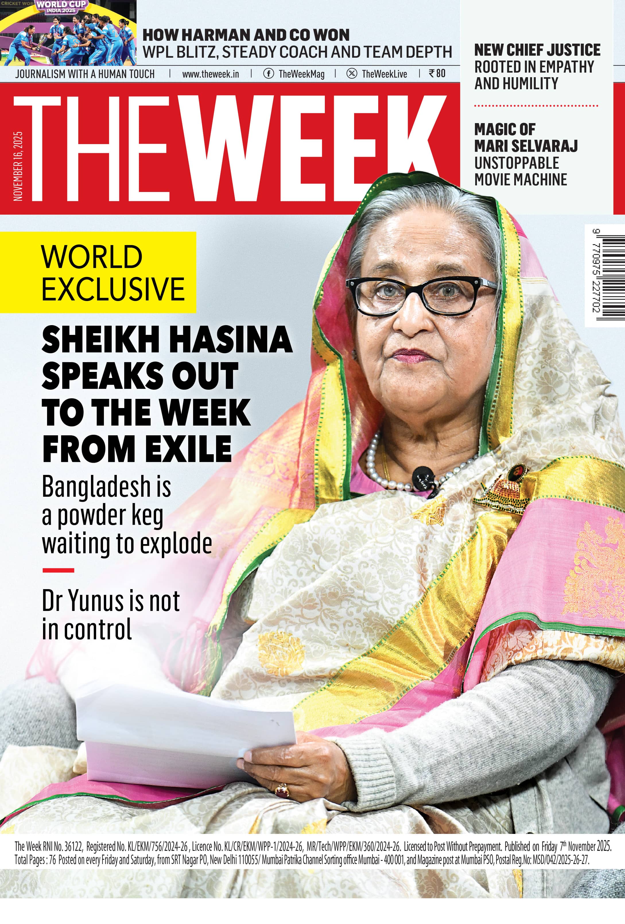 The Week Magazine – Sheikh Hasina Exclusive Cover Issue, November 2025
